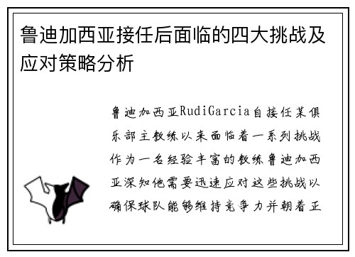 鲁迪加西亚接任后面临的四大挑战及应对策略分析